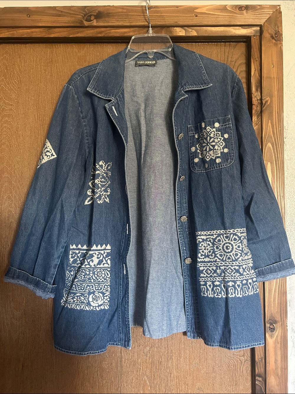 Embroidered Denim Jean Jacket - Blue Women's Coat